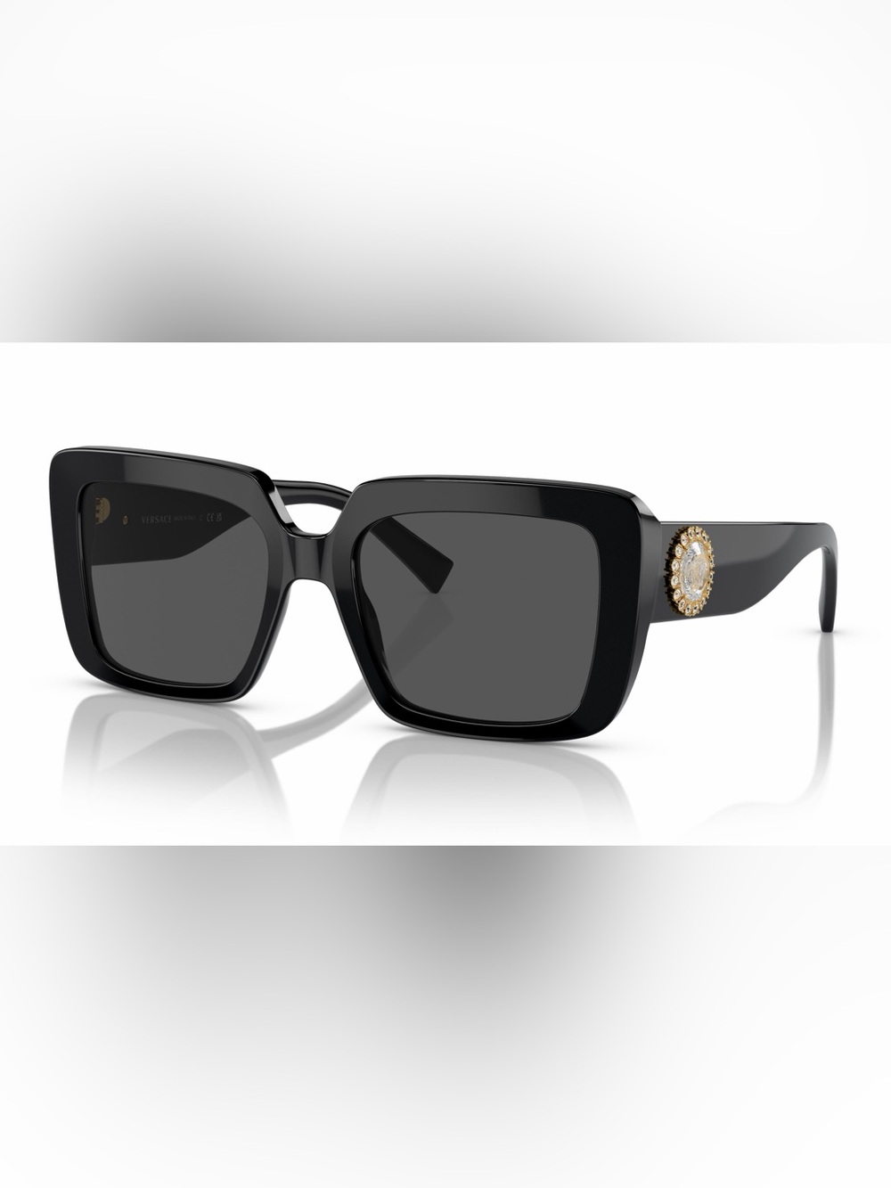 Versace Black Square Sunglasses with Gold Crystal Medallion VE4384b - Picture 3 of 12
